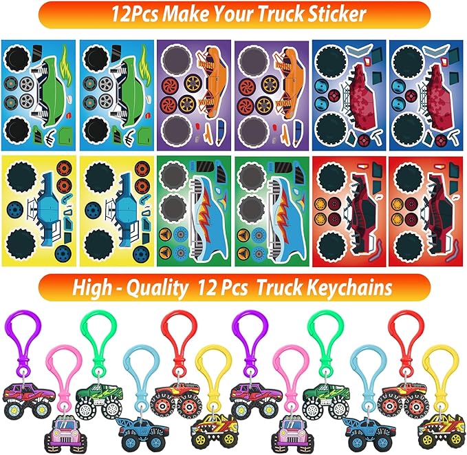 PLOUGVI 232 PCS Party Favors for Truck Birthday Decorations Supplies Truck Party Stuff for Party Goodie Bag Stuffer Pinata Filler Gifts