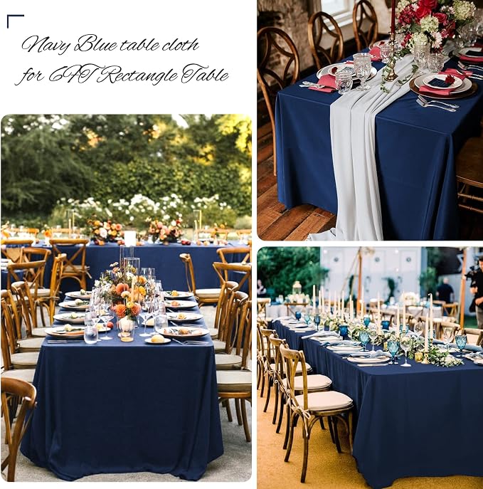 8 Pack 60 x 126 Inch Rectangle Tablecloth, Navy Blue Tablecloth for 8 Feet Rectangle Tables, Stain and Wrinkle Resistant Washable Fabric Table Cloth for Wedding Dining Table Buffet Parties Camping