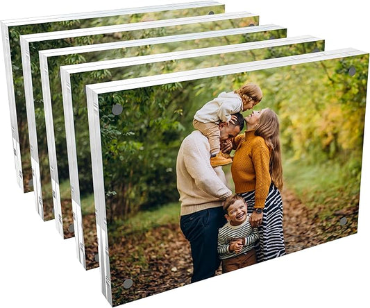 5x7 Acrylic Picture Frame 5 Pack, Clear Double Sided Photo Frame with Magnetic Acrylic Self Standing for Tabletop Display, Wedding Table Numbers