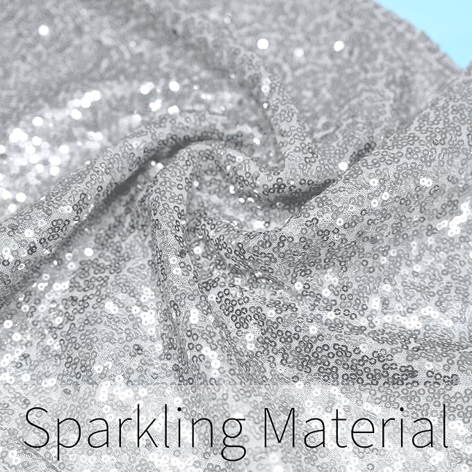 12x108 inch Silver Sequin Table Runner Sparkly Glitter Table Linens 6 Packs for Party Decorations Wedding Birthday Baby Shower Engagement Anniversary