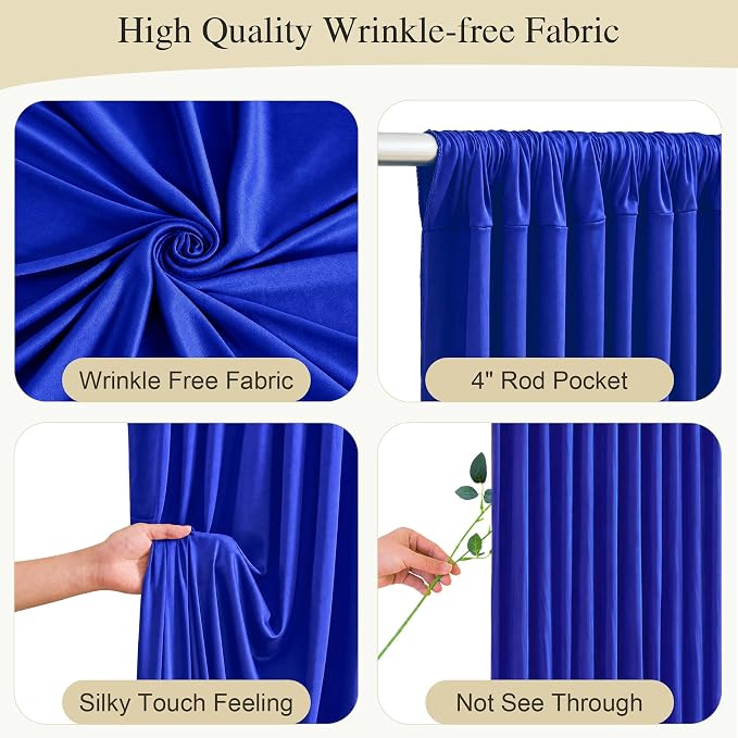 Royal Blue Backdrop Curtains with Lights for Parties,20x10FT Wrinkle Free Wedding Photo Backdrop Drapes Fabric for Baby Shower Birthday Ceremony Reception Home Party Decorations