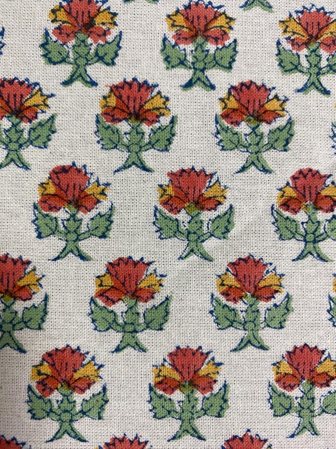 Ridhi Round Tablecloth Hand Block Print 100% Cotton Reusable Meca Orange 60 Inch Table Cover Decorative Everyday Use for Dining, Home, Party, Wedding, Farmhouse, Party Gift for Spring, Mother's Day