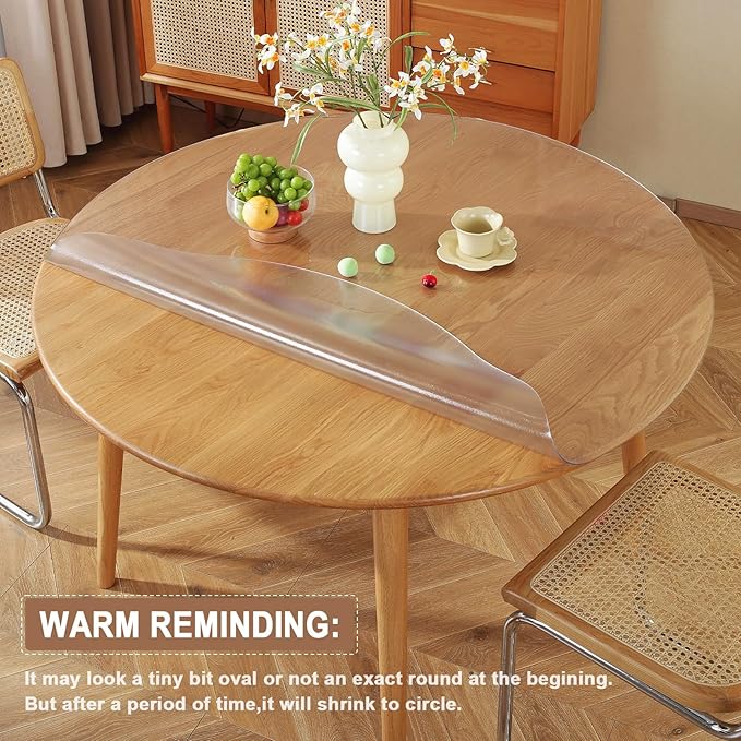 LovePads Round Frosted Table Cover Protector 41 Inch, 2mm Thick Table Protector for Dining Room, Waterproof Plastic Cover PVC Vinyl Tablecloth, Circle Tabletop Protective Pad for Furnture Surface