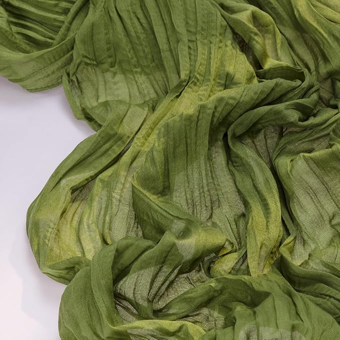 Socomi 3pcs Campsite Green Summer Cheesecloth Table Runner Boho Rustic Gauze 120 inch 10FT Cheese Cloth Sheer Runner for Wedding Party Baby Shower Birthday Home Decor Holiday Decorations