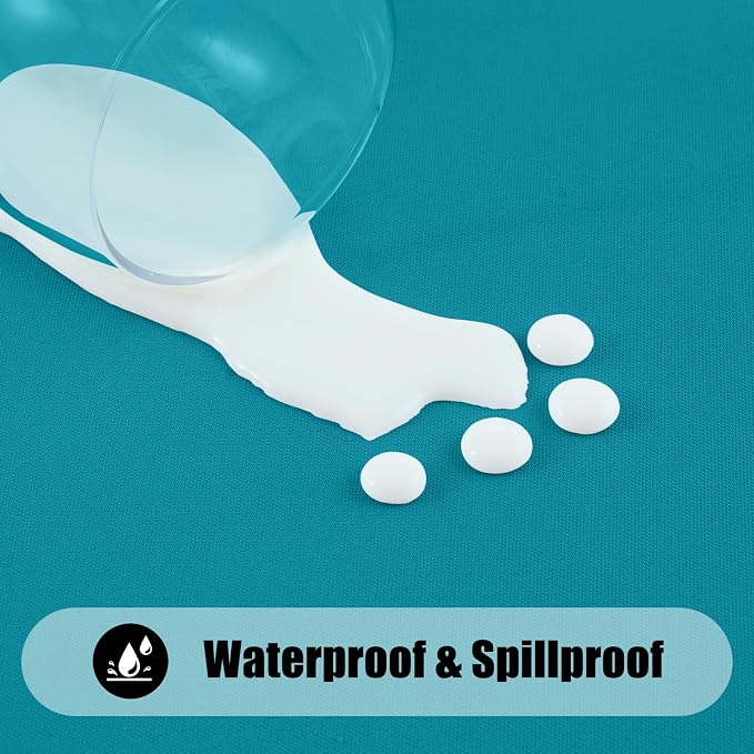 Smiry 6 Pack Rectangle Picnic Table Cloth, Waterproof Elastic Fitted Tablecloths, Washable Polyester Rectangular Patio Table Cover for Camping, Indoor and Outdoor (Teal, 30"x48")