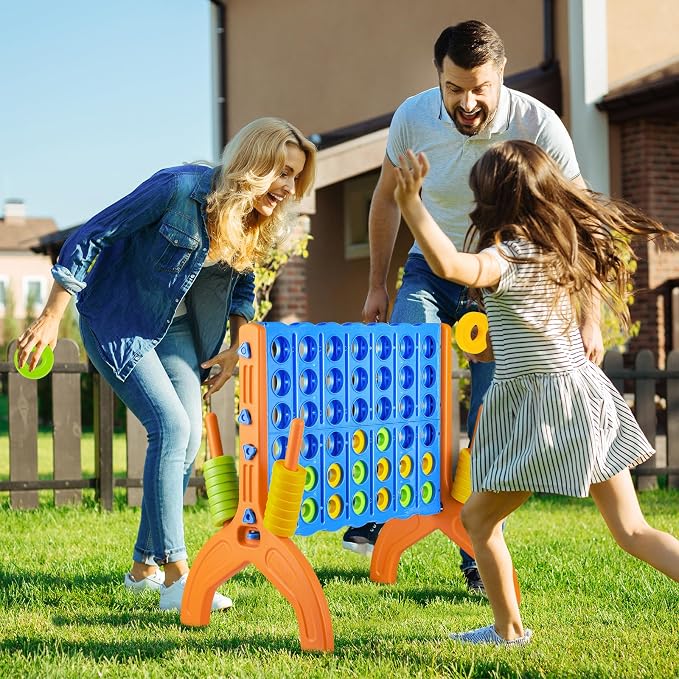 Ayeboovi Giant 4-in-A-Row, Jumbo 4-to-Score Yard Game for Kids and Adults Indoor Outdoor Party Family Connect Games Set with Quick Release Slider & Carrying Bag