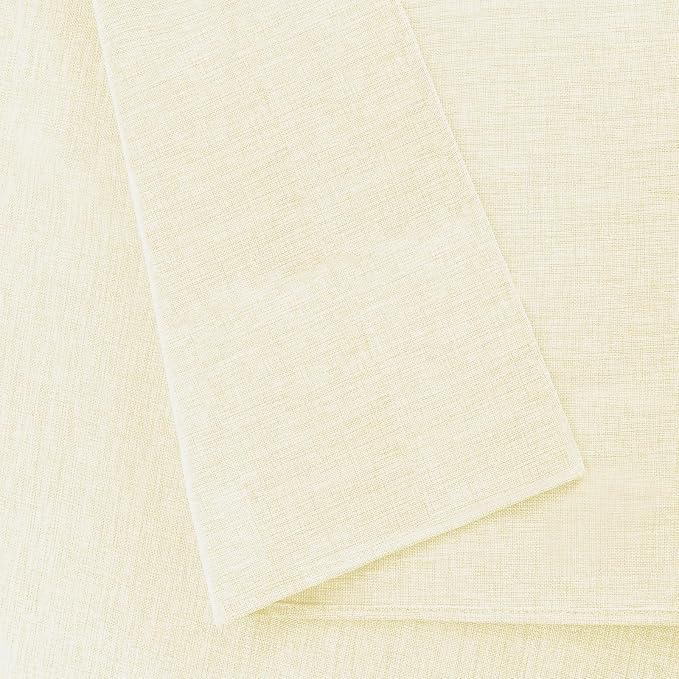 Hiasan 2 Pack Faux Linen Rectangle Tablecloth - Wrinkle and Stain Resistant Washable Table Cloth for Kitchen Dining Room Holiday Table Cover for Party Dinner, Champagne, 60 x 102 Inch