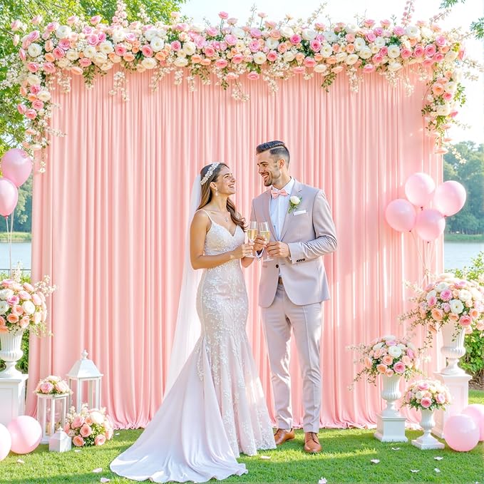 6 Panels Blush Pink Backdrop Curtain for Parties Baby Shower Wrinkle Free Pink Photo Curtains Backdrop Drapes Fabric Decoration for Wedding Birthday Party 30ft(W) x 10ft(H)