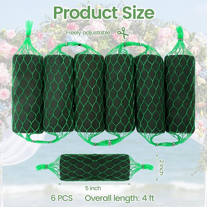 Elcoho 6 Pcs Floral Foam Garland, 4 ft Flower Sponge Blocks Kit, Absorbent Flower Holder for Fresh & Dried Flowers Arrangement Floral Foam Bricks for Wedding Garden Home Decor