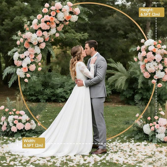 Balloon Arch Stand Metal Round Backdrop Stand Circle Balloon Arch Frame Wedding Arches 6.5FT for Ceremony Birthday Party Baby Shower Decoration