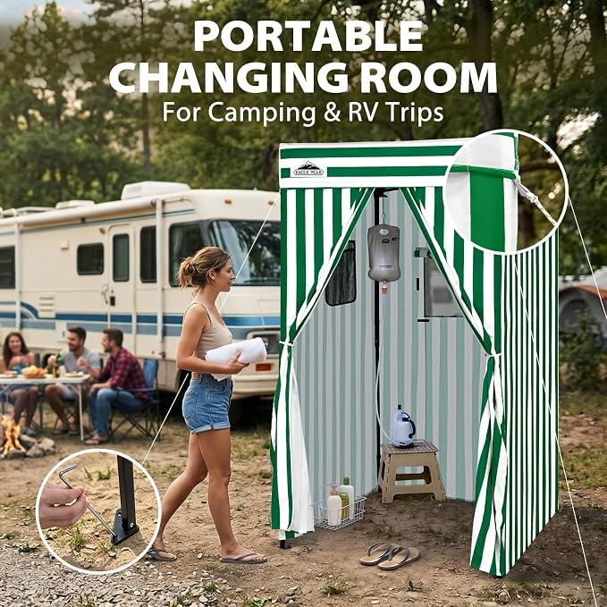 EAGLE PEAK 4x4 Pop Up Changing Tent, Flat Top Changing Room, White/Green | Portable, Privacy Tent, Pool Cabana, Dressing Room, Shower & Toilet Use, Opaque Fabric, Instant Setup, Photoshoots, Camping