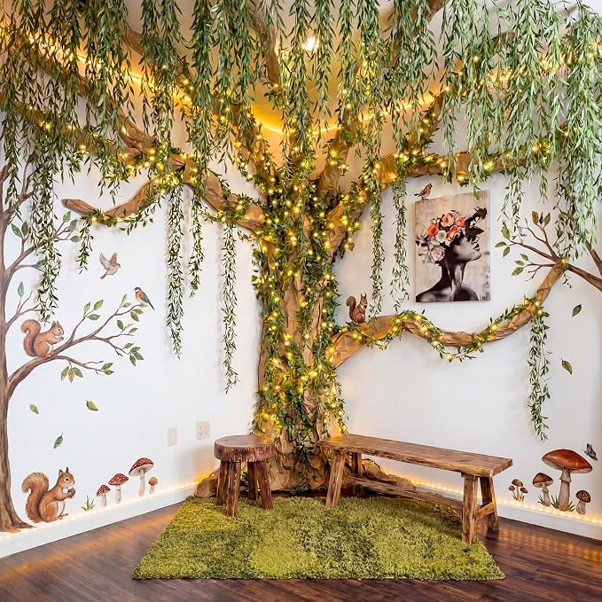 Yinder 41 Pcs Jungle Theme Decoration Set Artificial Hanging Vine Rainforest Greenery Leaves Vines Decor for Classroom VBS Tropical Forest Safari Party Indoor Outdoor Room Wall DIY Decor (Ivy)