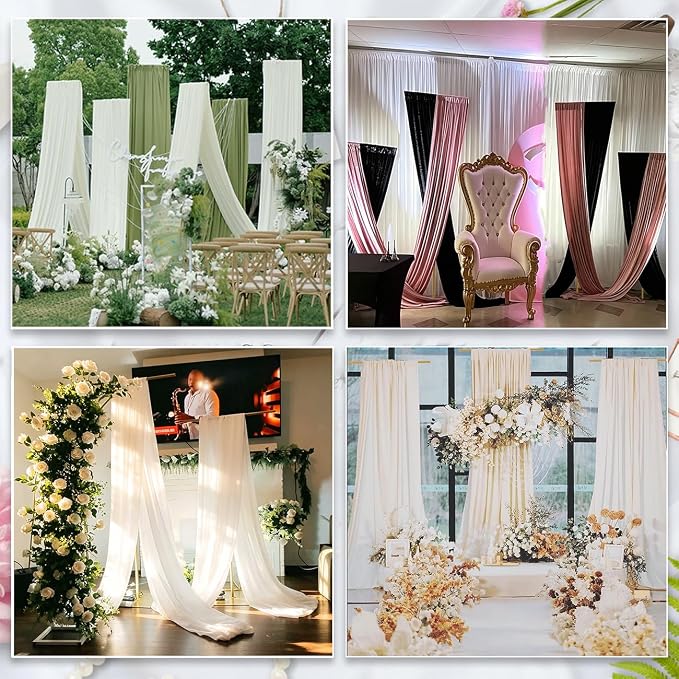 4pcs Heavy Duty Wedding Backdrop Stand for Party, Adjustable T-Shape Background Support 2.6-8FT for Wedding Arch, Birthday, Baby Shower, Events Decorations