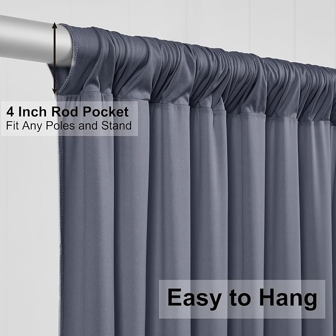 50ft×10ft Wrinkle Free Grey Backdrop Curtains for Parties, 10 Panels 5×10ft Soft Silky Polyetsr Charcoal Photo Backdrop Drapes for Birthday Party Baby Shower Wedding Photography