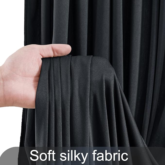 6 Panels Black Backdrop Curtain for Parties Black Wrinkle Free 30ft x 10ft Backdrop Drapes for Birthday Party Wedding Photo Photography Polyester Fabric Background Decoration