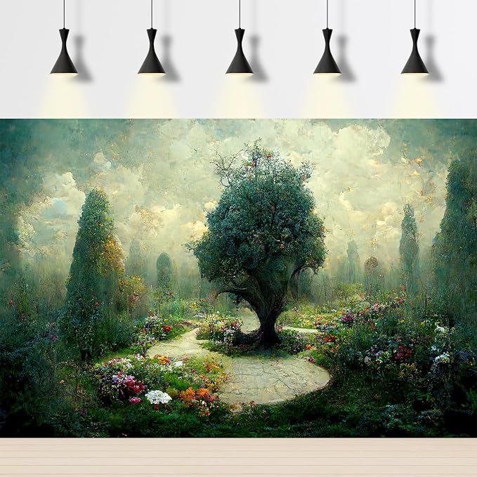 Garden of Eden Backdrop Tree of Life Photography Background Tree of Knowledge Backdrop Decors Fantasy Garden Fairy Forest Wonderland Backdrops for Kids Adult Artist Birthday Background 5x3ft