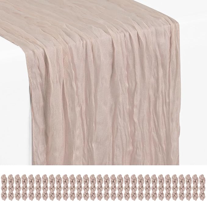 30 Pack Rosy Brown Cheesecloth Table Runner 17 x 108 inch Boho Gauze Table Runner Rustic Sheer Cheese Cloth Table Decorations for Wedding Party Baby Bridal Shower Birthday Holiday Home