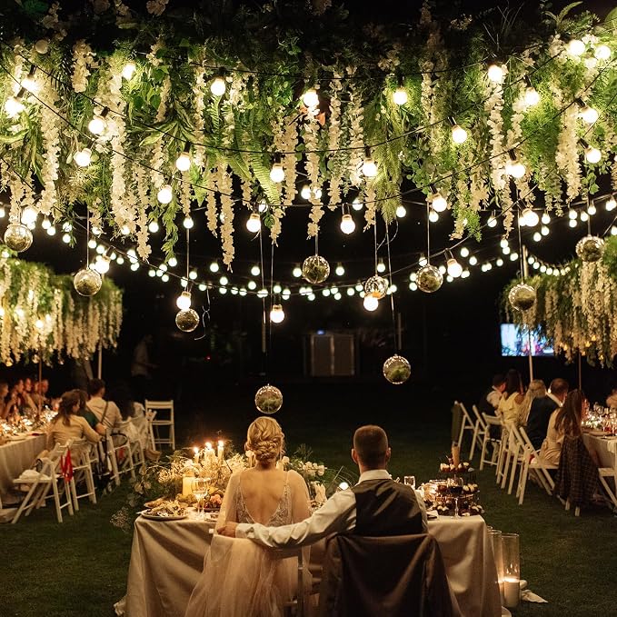 50 Pack White Wisteria Hanging Flowers,Fake Hanging Wisteria Flowers Garland for Decoration (3.6 Ft/Pcs)
