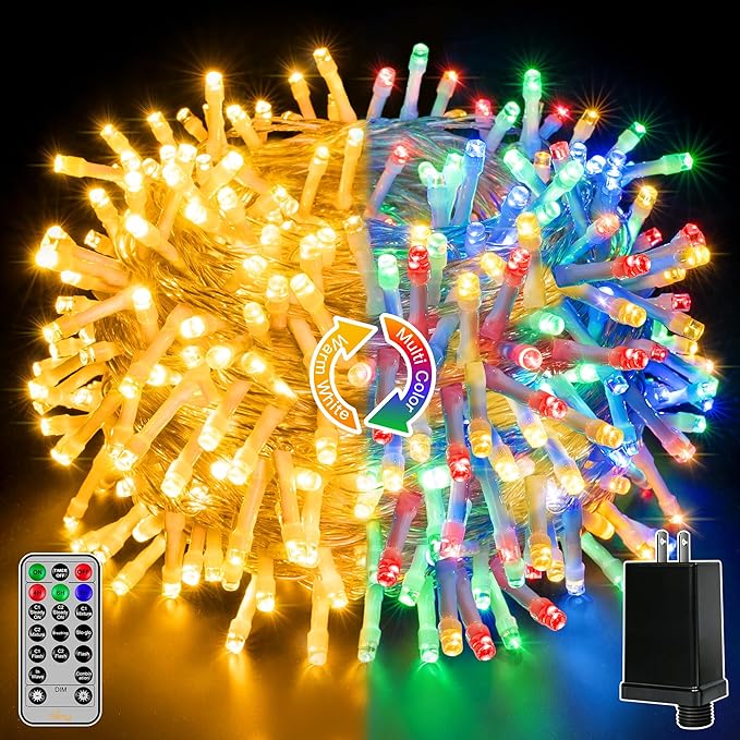 Ollny Christmas Lights, 66FT 200LED Christmas Tree Lights with 11 Modes Remote Control IP44 Waterproof Color Changing Outdoor Christmas Lights for Outside Indoor Patio Xmas Decorations
