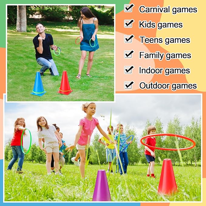 Wettarn 70 Pcs Field Day Game Set Potato Sack Race Bags for Teens Adult Egg Spoon Bean Bags Ring Toss 3 Legged Relay Race Tug of War Rope Carnival Outdoor Games