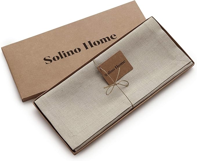 Solino Home Linen Natural Table Runner 90 Inches Long - 100% Pure Linen 14 x 90 Inch Table Runner for Dining, Spring, Summer, Mothers Day - Diana Medium Weight