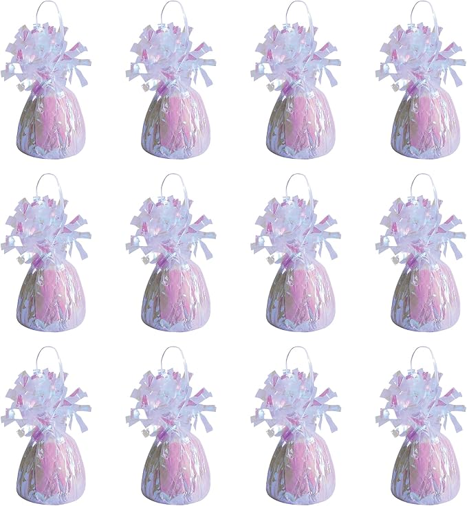 Beistle 50804-OP Opalescent Metallic Wrapped Balloon Weights, 6 Ounces (Pack of 12)