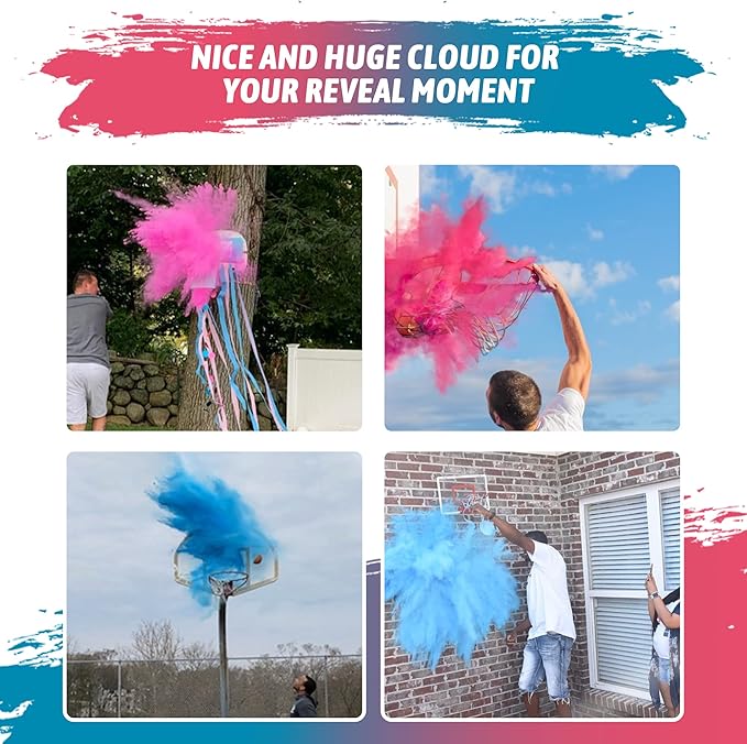 POPUPARTY Gender Reveal Basketball with Pink & Blue Powder, for Baby Boy or Girl Gender Reveal, Party Supplies