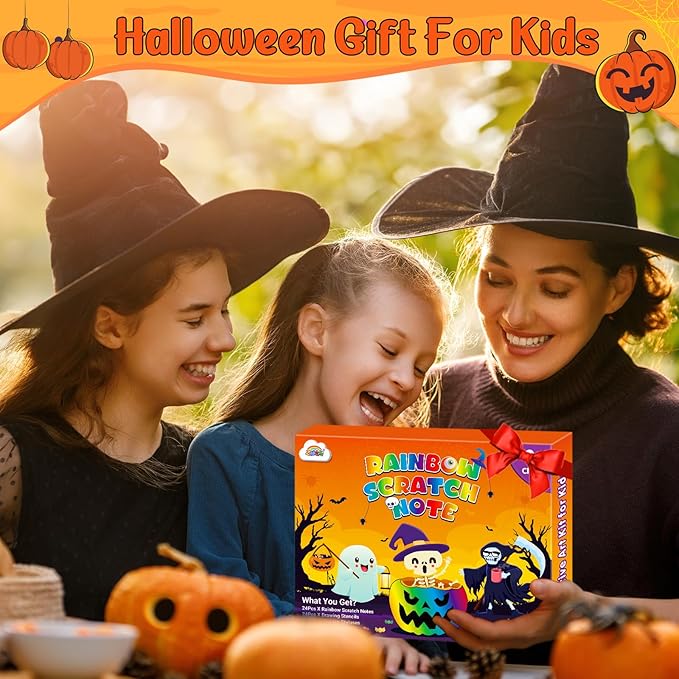 ZMLM Valentines Day Gifts Kids Classroom: 24 Pack Scratch Rainbow Art Notebook Paper, Birthday Party Favors For Kids 4-8, Bulk Goodie Bags Stuffers, Student Prizes From Teacher, Kindergarten Toy