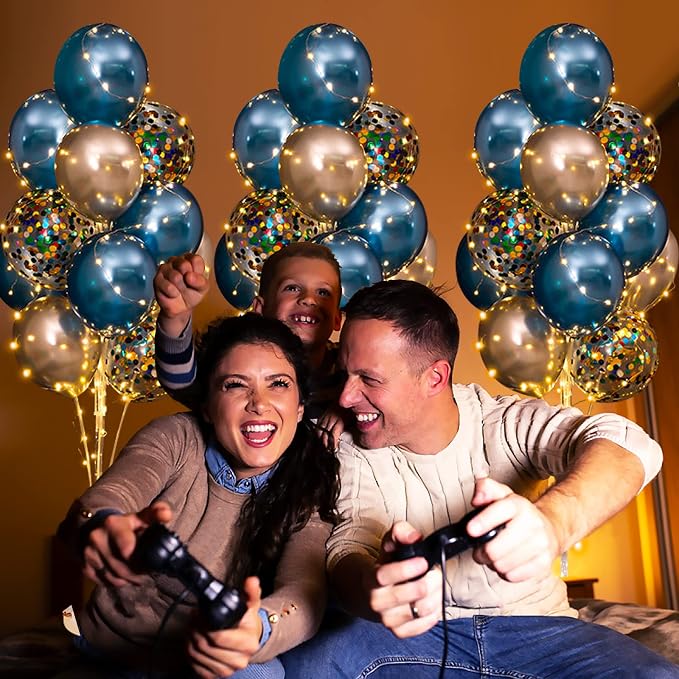 Balloon Stand Kit for Floor with String Light 2 Set Rolay Blue Centerpieces Balloon Holder Decoration for Wedding Christmas Adult Birthday Party Men Bachelor Party
