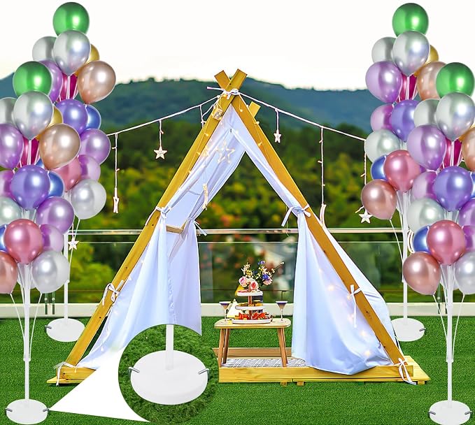 Balloon Stand Kit for Floor - 4 set of Balloon Stands with Base, Balloon Sticks, Decorations for Party Birthday Wedding Baby Shower Gender Reveal Graduation