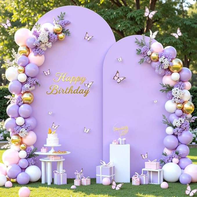 Lavender Photo Arch Backdrop Cover Set of 2-7.2 and 6ft Light Purple Arch Covers Stretchy Backdrop Baby Shower Girls Lilac Spandex Balloon Arch Stand Covers for Birthday Party Wedding Bridal Shower