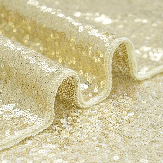 B-COOL 50x50 Inches Light Gold Sequin Tablecloth Glitter Sequins Tablecloth Table Cover for Festival Dinners Bachelorette Party Decor