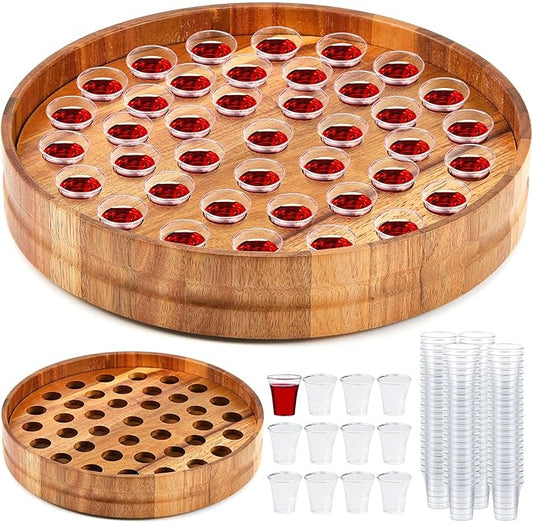 Zhehao 1 Pcs Wood Communion Trays for Churches Set Church Supplies Plates for Church with Disposable Cups (Acacia Wood)