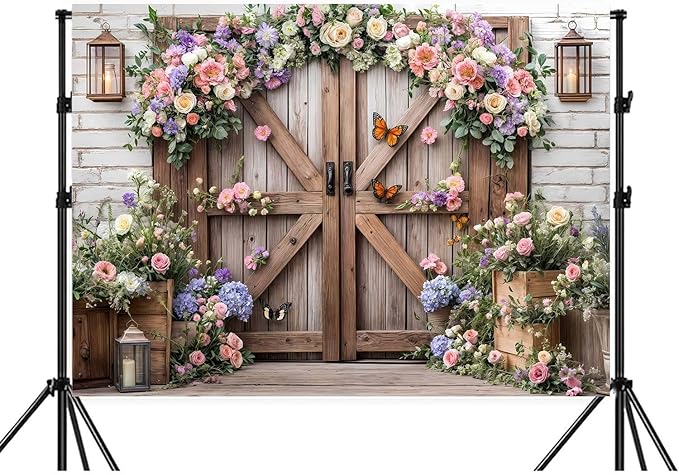 10X6ft Floral Wedding Photography Backdrop Vintage Wood Arch with White Pink Roses Bridal Newborn Birthday Party Decor Props for Studio Photo Shoots Anniversaries