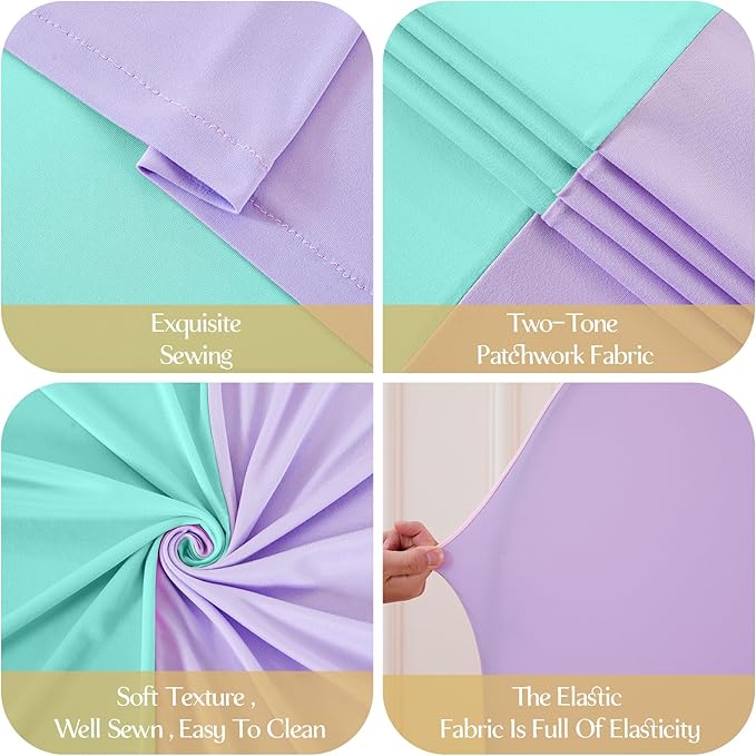 Purple and Blue Arch Cover 2 Set-7.2FT and 6FT Arch Backdrop Cover Spandex Fitted Mermaid Arch Stand Covers for Under The Sea Birthday Party Wedding Baby Shower Ceremony Photo Background