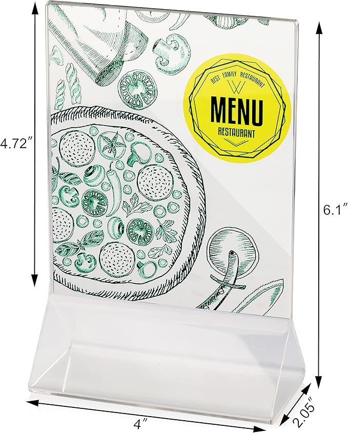 New Star Foodservice 22940 Acrylic Table Menu Card Holder, 4 by 6-Inch, Clear, Set of 12