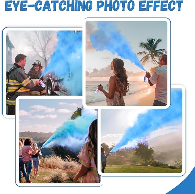 POPUPARTY Blue Gender Reveal Fire Extinguisher 2 Packs, Gender Reveal Smoke Bombs with 100% Biodegradable for Baby Boy Gender Reveal Decorations, Party Supplies