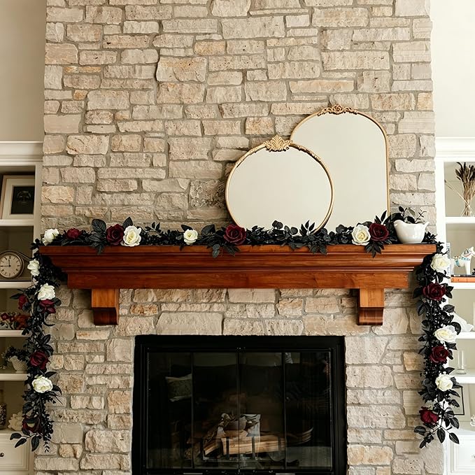 CQURE 2Pack Eucalyptus Garland,Artificial Eucalyptus Leaves Flowers Table Greenery Garland Wreath Vines for Wedding Party Fireplace Bedroom Room Decor