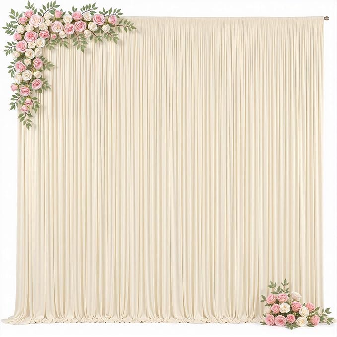 10x10ft Champagne Photo Backdrop Curtains for Parties Wedding Wrinkle Free Polyester Photoshoot Curtains Drapes Backdrop for Birthday Baby Shower Graduation Photography Background 2 Panels 5x10FT