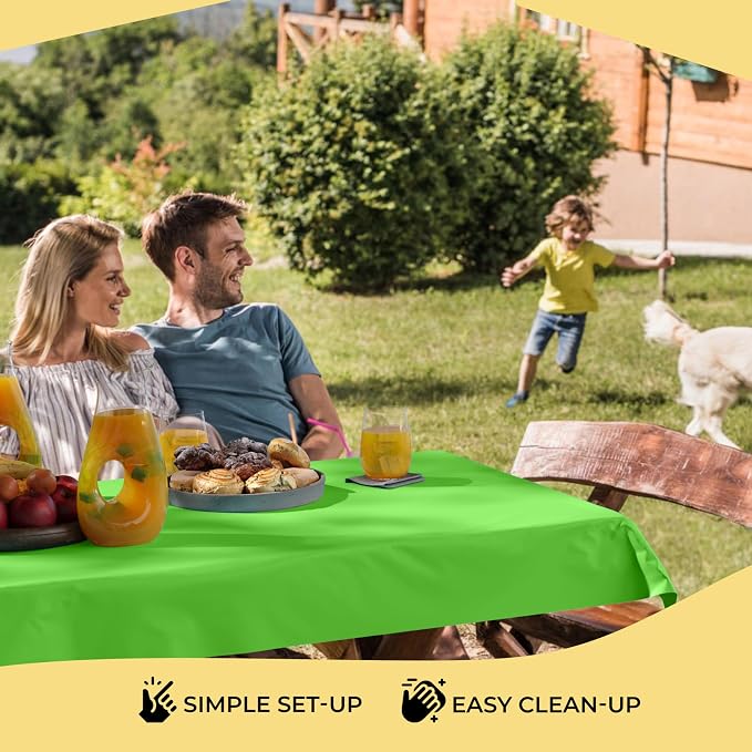 Party Solids 66% Thicker Premium Lime Green Plastic Table Cover Roll 40" X 300' Table Cloth Plastic Cover Roll Quality Thick Banquet Rolls Disposable Tablecloth Rolls Strong American Based Company