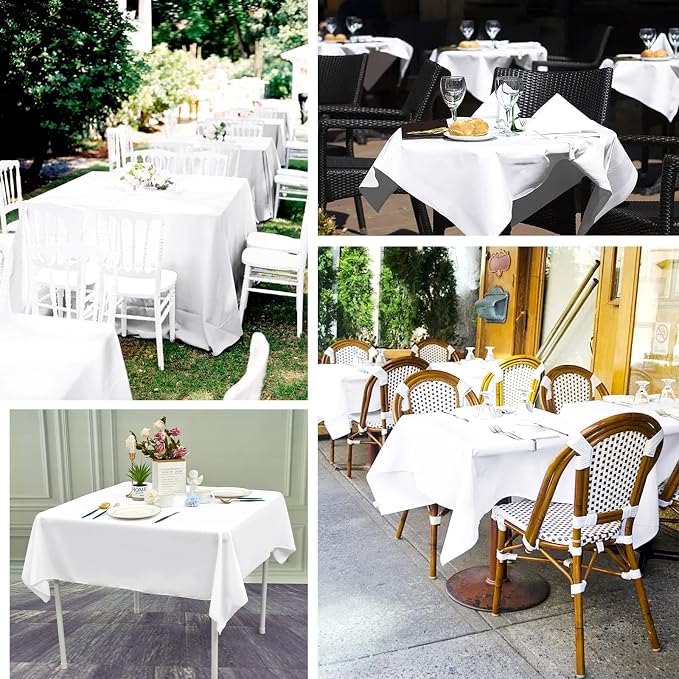 12 Pack White Square Tablecloths 52 x 52 Inch, White Polyester Table Cover for Square Table, Stain and Wrinkle Resistant Washable Fabric Table Cloth, Polyester Tablecloth for Restaurant Banquet Party