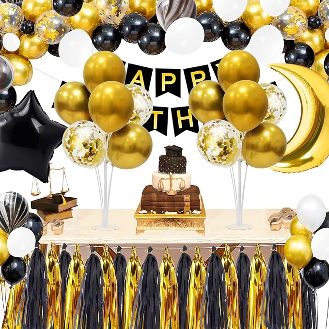 ZJDHPTY Gold Birthday Decorations, 4 Set Balloon Stand with Gold Balloons | Gold Balloon Centerpiece for Table,70th 60th 50th Birthday Graduation Retirement Anniversary Wedding New Years Party Supplies