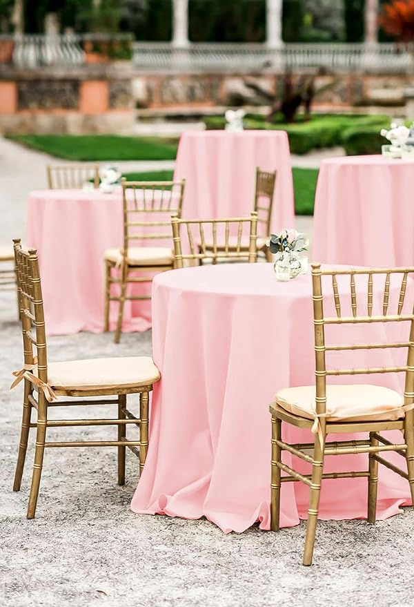 fani 8 Pack Polyester Round Tablecloth 120 Inch Pink Circular Table Cloth, Stain and Wrinkle Resistant Washable Round Table Cover for Wedding Party Kitchen Dining Table Buffet Parties Camping