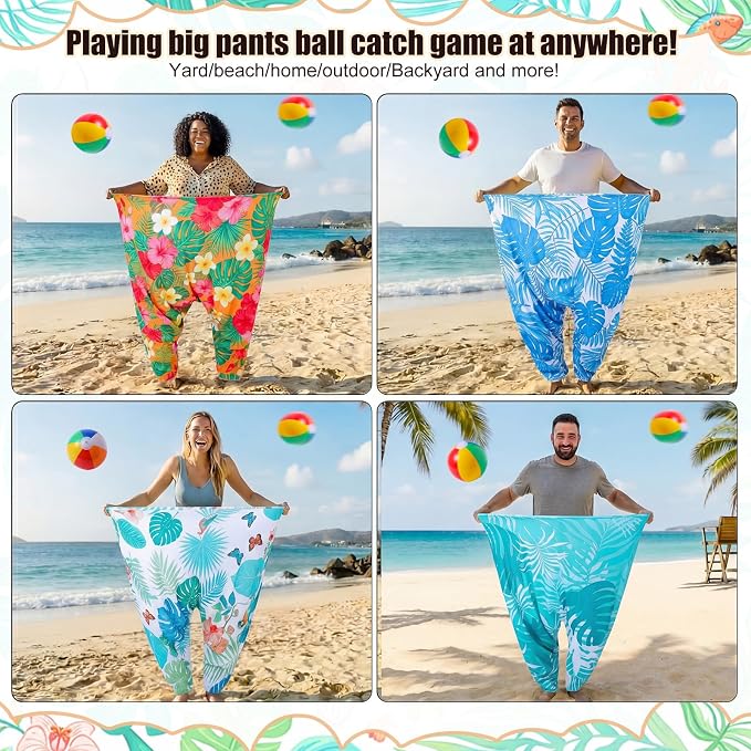 Seematn Granny Pants Yard Game Set of 4 Big Pants and 20 Balls 1 Pump, Granny Pant Outdoor Party Game for Adults Teens Group Family Reunions Backyard Tossing Fun