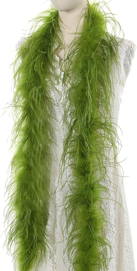 Soarer Green Ostrich Feather Boa - 2Yards 1Ply Long Boas for Party,Home Decor,DIY Craft Sewing(Lime Green)