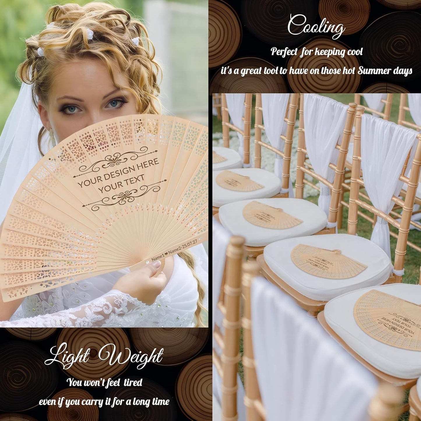 100 PCS Custom Fans Personalized Folding Fans for Line Dancing Wooden Hand Fan Wedding Favors Gift for Guests Personalized Fans for Events
