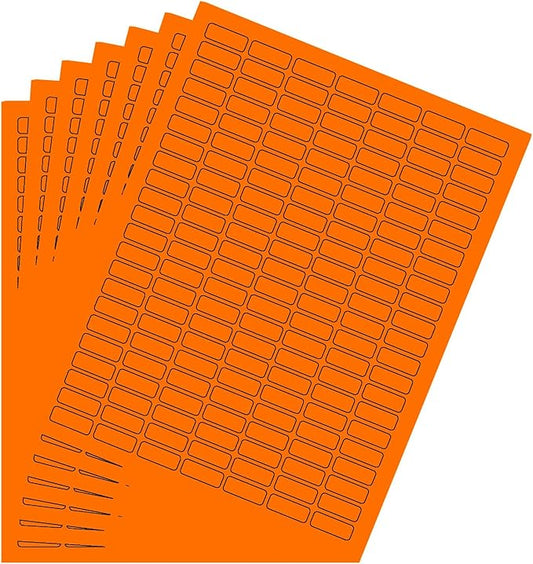 Neon Orange Sticker Label Sheets Bulk Printable Paper Labels 1 inch x 0.375 inch - 1540 Pack, 10 Sticker Sheets for Laser/Inkjet Printers with Template Included by Royal Green