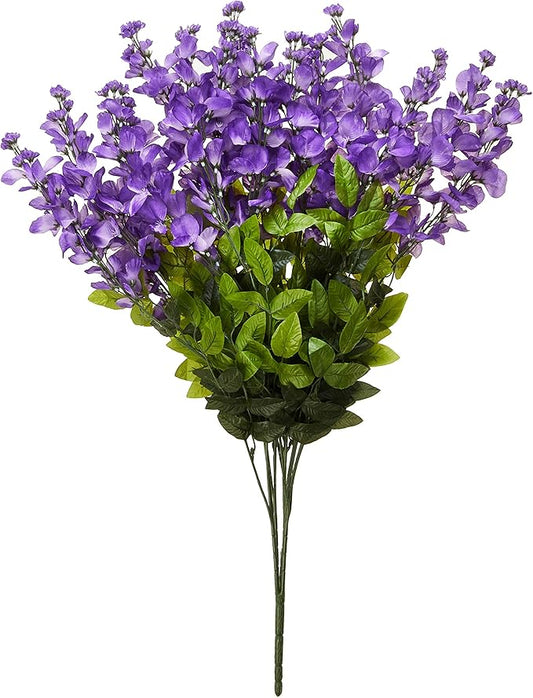 Artificial Wisteria Long Hanging Bush Flowers - 15 Stems For Home, Wedding, Restaurant and Office Decoration Arrangement, Lavender