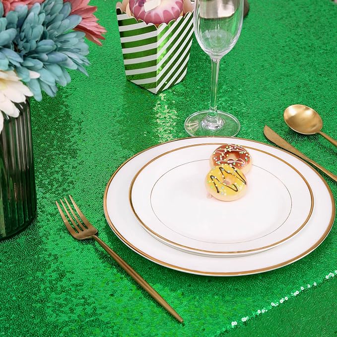 B-COOL Glam Sequin Tablecloth Christmas Table Cloth Sequin Table Overlays 13ft Carnival Fabric Decorative for Picnic Banquet Irish Party Kitchen Dining Room-90x156inch