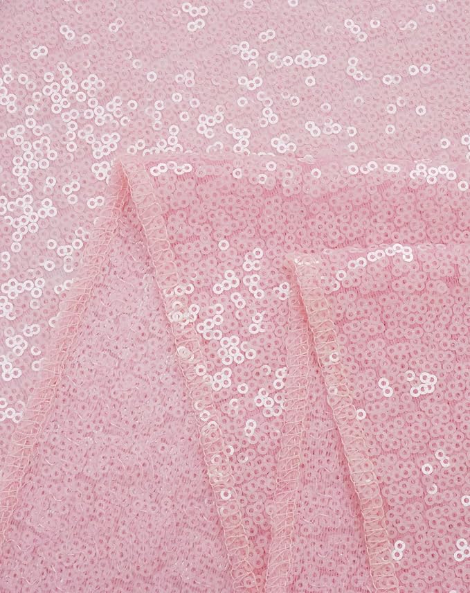 Eternal Beauty Pink Tablecloth, 120 Inch Round Sequin Tablecloth for Mother's Day Party Cake Dessert Table Exhibition Events